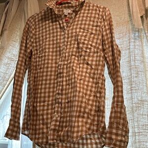 Tan and cream checked flannel